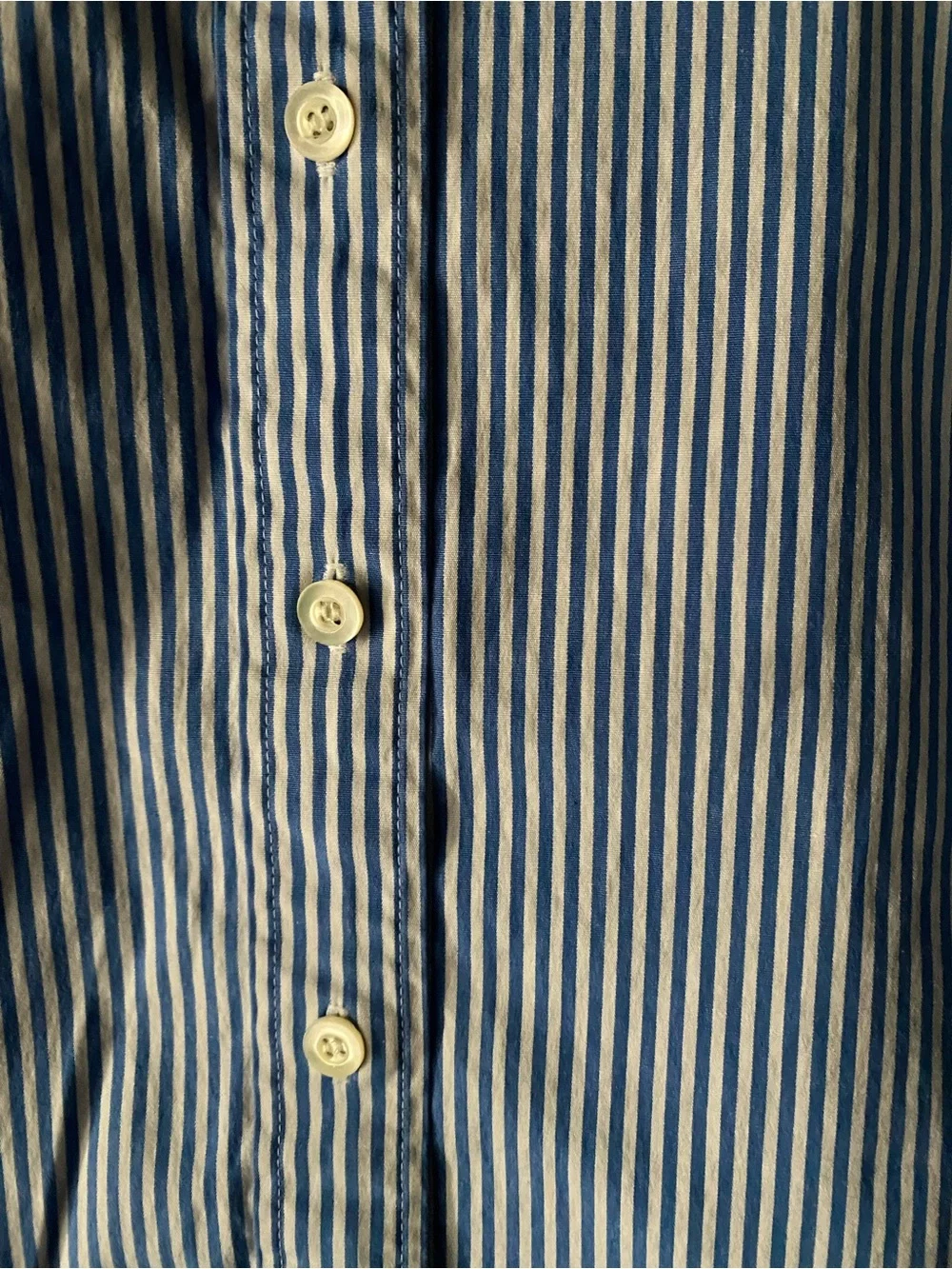 J. Crew Blue & White Pinstripe Band-Collar Button-Down Shirt